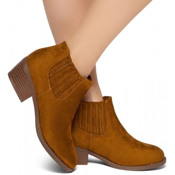 BRAND NEW SHOELAND ARLO- LOW STACKED HEEL ALMOND TOE CASUAL ANKLE BOOTIES - Picture 13 of 15